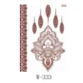 Red geometric lace temporary tattoo sticker, waterproof henna body art design variant W-333. - Style W-0333 / 208*148mm