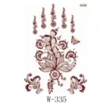 Waterproof temporary henna tattoo sticker in red lace floral geometric design for party wear. - Style W-0335 / 208*148mm