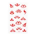 Red decorative brow face stickers sheet, symmetric floral and flame art decal for makeup style. - RD017