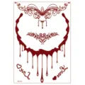 Red lace temporary tattoo sticker set with necklace design, perfect for party body art. - Style W-0313 / 208*148mm