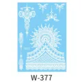 White lace temporary tattoo sticker sheet with 3D Indian henna floral patterns for women. - W-0377