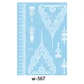 White lace temporary tattoo sticker henna body art waterproof geometric design for women - W-0567