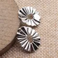 Silver plated pleated oval charm pendant DIY jewelry making accessories components - Antique Silver