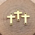 Goldkreuz Verbinder Anhänger doppeltes Loch Zinklegierung DIY Schmuckherstellung Zubehör Teile. - Altgold