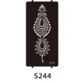 Indian henna tattoo stencil template variant S244 black white paisley body art sticker - S-0244 Style / 96x186mm
