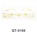 Gold metallic face temporary tattoo sheet with star, moon and eyelash designs for parties. - QT-0155 / 52*150mm