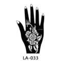 Hand henna tattoo stencil sticker, black rose floral DIY temporary body art template. - 120x210 mm / Rose Vine (LA-0033)