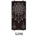 Henna tattoo stencil template with floral mandala pattern black carving design S290 - S-0290 Style / 96x186mm