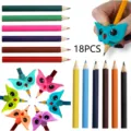 18pcs colored pencils with cute owl silicone pencil grips for kids handwriting correction tools - Pencil Grip Correctors and Color Pencil Drawing Tool Set, 18 Pieces