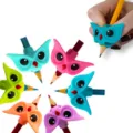 Silicone pencil grips for kids and students, ergonomic writing correction tool in colorful designs. - Pencil Grip Corrector Set, 6 Colors
