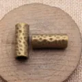 Metal hair braid beads antique brass tube beads hammered DIY jewelry making components - Antique Bronze