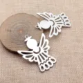 Silberfarbener Engel Anhanger Detailansicht, DIY Metall Handwerk Zubehor fur Schmuckdesign. - Weißgold