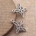 Ciondolo nodo celtico stella croce cavo argento antico vista dettagliata gioiello DIY - Ciondolo Nodo Celtico Stella a Croce Traforato / Argento antico