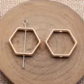 Geometrischer hohler sechseckiger Rahmen Verbindungsperle, goldenes Metall DIY Schmuck - KC Gold