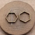 Geometrischer hohler Sechskant Metallrahmen Schmuckverbinder DIY Basteln Zubehör - Antikbronze