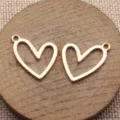 Vergoldete hohle Herz Metall Anhänger DIY Schmuckherstellung Charms Vintage Legierung - KC Gold
