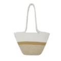 Stylische Baumwollseil geflochtene Tasche Farblock lässige Umhängetasche Khaki Weiß - Khaki / M