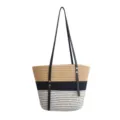 Modische farbblockierte geflochtene Tote Bag PU Lederriemen lässige Umhängetasche - Mittel / Colorblocking