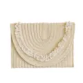 Geflochtene Stroh Kuvert Handtasche mit eleganter weißer Spitzenborte für Damen Sommer Mode. - 25*17cm / Gebrochenes Weiß