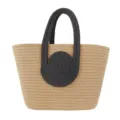 Stilvolle gewebte Baumwollseil Strand Tote Tasche große Kapazität Farblock Urlaub Handtasche - Groß / Khaki