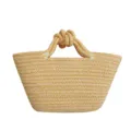 Gelbe Baumwollseil geflochtene Handtasche mit Knotengriff, süße Mini-Stricktasche Damen. - S / Orange