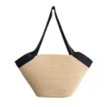 Geflochtene Stroh Shopper Tasche große Kapazität Damen Schultertasche Sommer Strand. - Groß / Khaki