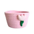 Süßer Baumwollseil-Aufbewahrungskorb mit Tulpen-Design, perfekt für die Desktop-Organisation. - S / Rosa
