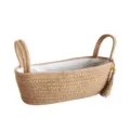 Japanischer gewebter Jute-Schreibtisch-Aufbewahrungskorb mit Stofffutter und Quaste. - Ohne Spitzenborte Stil / M