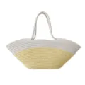 Zweifarbige gewebte Baumwollseil Handtasche, gelb und weiß Strandtasche für Damen chic. - Hellgelb / Mittel