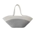 Weiß und Grau Farblock Baumwollseil Gewebte Handtasche Freizeit Strand Shopper Tasche - Hellgrau / Mittel