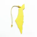 Yellow leather map shape bag charm pendant stylish fashion accessory for handbag decoration. - Yellow