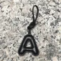 Black leather letter A bag charm, initial keychain pendant, stylish leather purse accessory. - Capital Letter A / Black
