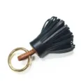 Eleganter Leder-Quasten-Schlüsselanhänger mit goldenem Ring, stilvoller zweifarbiger Beutelanhänger. - Ca. 6x3cm / Innen Braun mit Schwarz & offener Ring