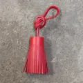 Red genuine leather tassel bag charm car rearview mirror pendant handmade lambskin accessory - Red Short Tassel