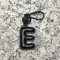 Black leather letter E bag charm, custom initial keychain and stylish car hanging pendant. - Capital Letter E / Black