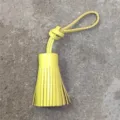 Yellow leather tassel keychain charm for car rearview mirror and handbag decoration - Yellow Short Tassel