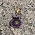 Handmade leather lucky bag keychain charm, stylish candy color bag pendant for car and phone. - Purple