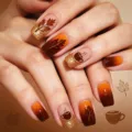 Autumn maple leaf glitter press-on nails medium square acrylic nail art 24pcs set - 24 Pcs/Set / YS728 Maple Leaf Gold Glitter (No Tools)