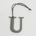 Leather letter U bag charm initial keychain accessory for handbags and stylish purses - Gray