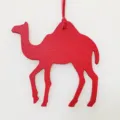 Red leather camel bag charm, cute animal pendant accessory for women handbags and purses. - Red
