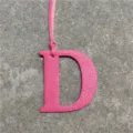 Pink leather letter D bag charm pendant accessory for handbags purses cute alphabet initial key chain - Rose Red