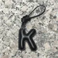 Black leather letter K bag charm initial pendant stylish accessory for handbags and car keys - Uppercase Letter K / Black