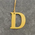 Yellow leather letter D bag charm pendant, stylish alphabet purse accessory for handbags. - Yellow