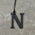 Black leather letter N bag charm stylish initial pendant purse accessory for women and girls - Black