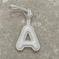 Gris cuir lettre A pendentif de sac porte-clés élégant accessoire initiales design - Gris