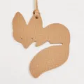 Cute brown leather fox bag charm pendant with strap, stylish accessory for handbags. - Brown