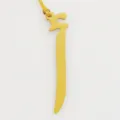 Yellow leather Arabic letter bag charm, elegant designer style bag accessory and keychain. - Yellow