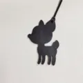 Black leather deer bag charm detail, cute animal pendant accessory for women handbags. - Black