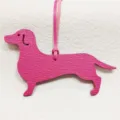Rosa Leder Dackel Taschenanhänger süßer Welpe Handtasche Anhänger minimalistisches Zubehör Geschenke - Fuchsia