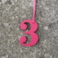 Pink leather number 3 charm detail shot for DIY bag accessories and personalized lucky number decor. - Rose Red
